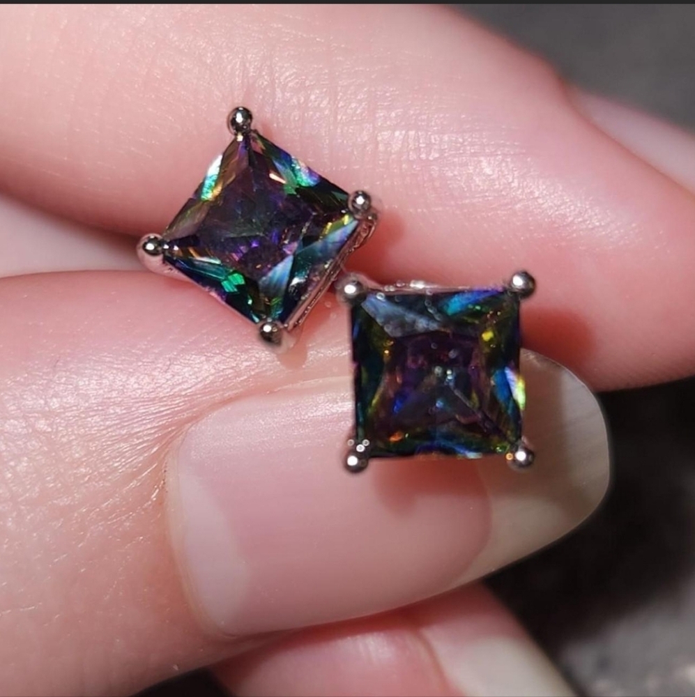Elegant Multicolor Square Stud Earrings